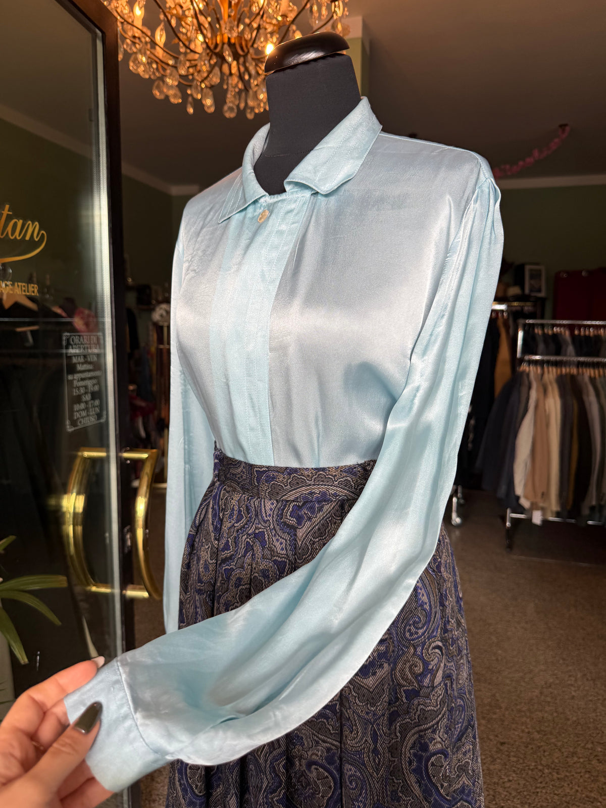 Camicia azzurra in raso - TG. 44/46