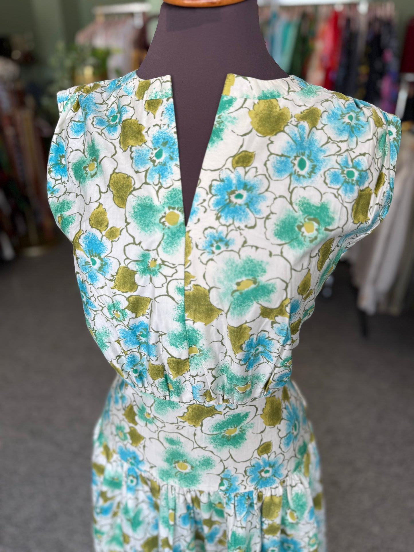 Cotone fiori azzurri