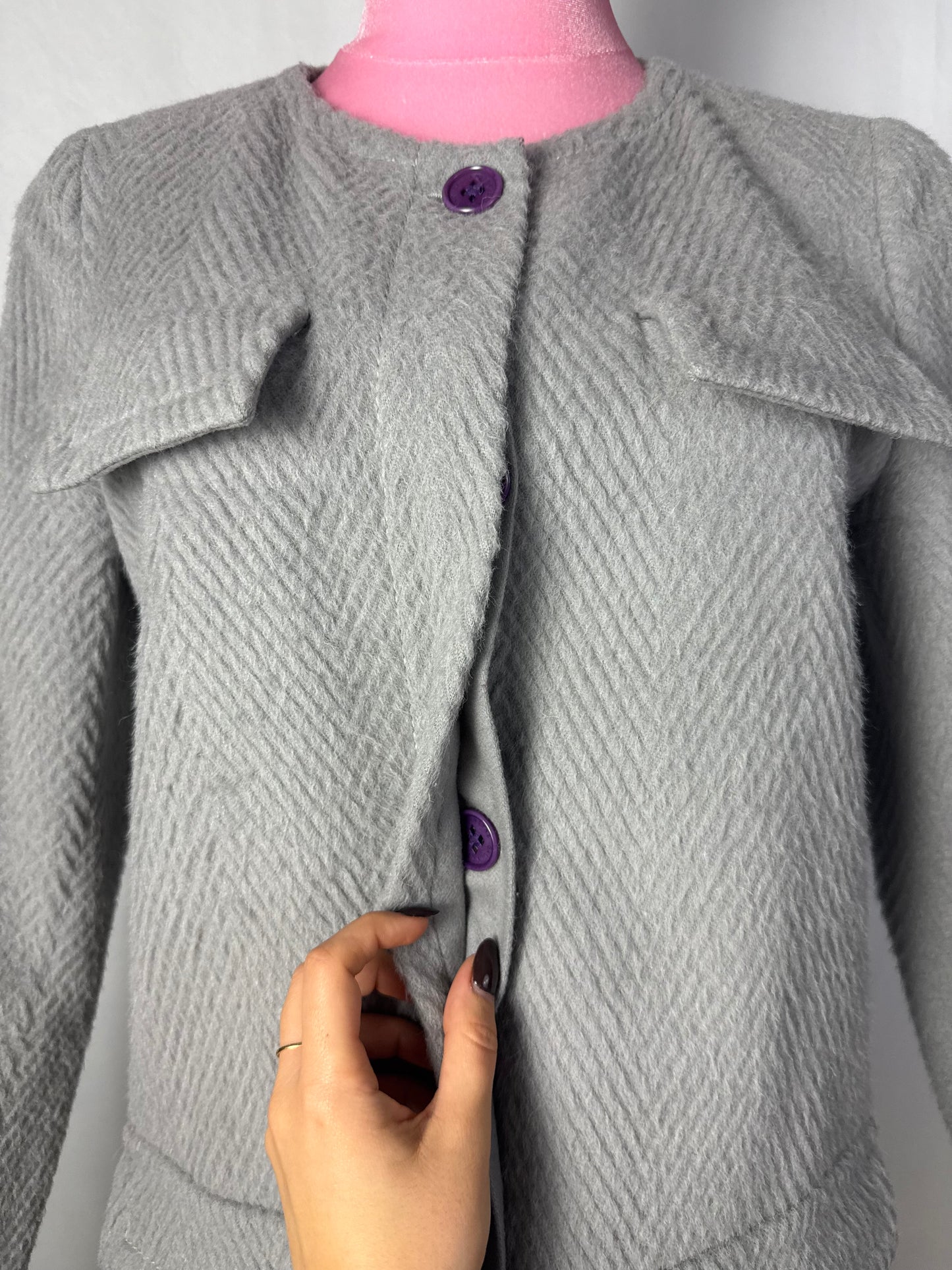 Cappotto sartoriale Ballantyne in lana spigata grigio chiaro – Made in Italy - TG. 40
