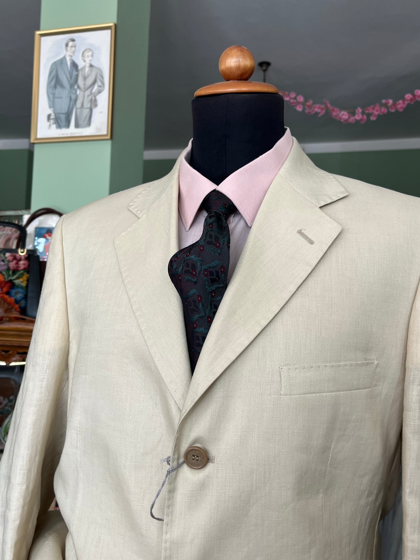 Completo in lino crema NOS tg. 52