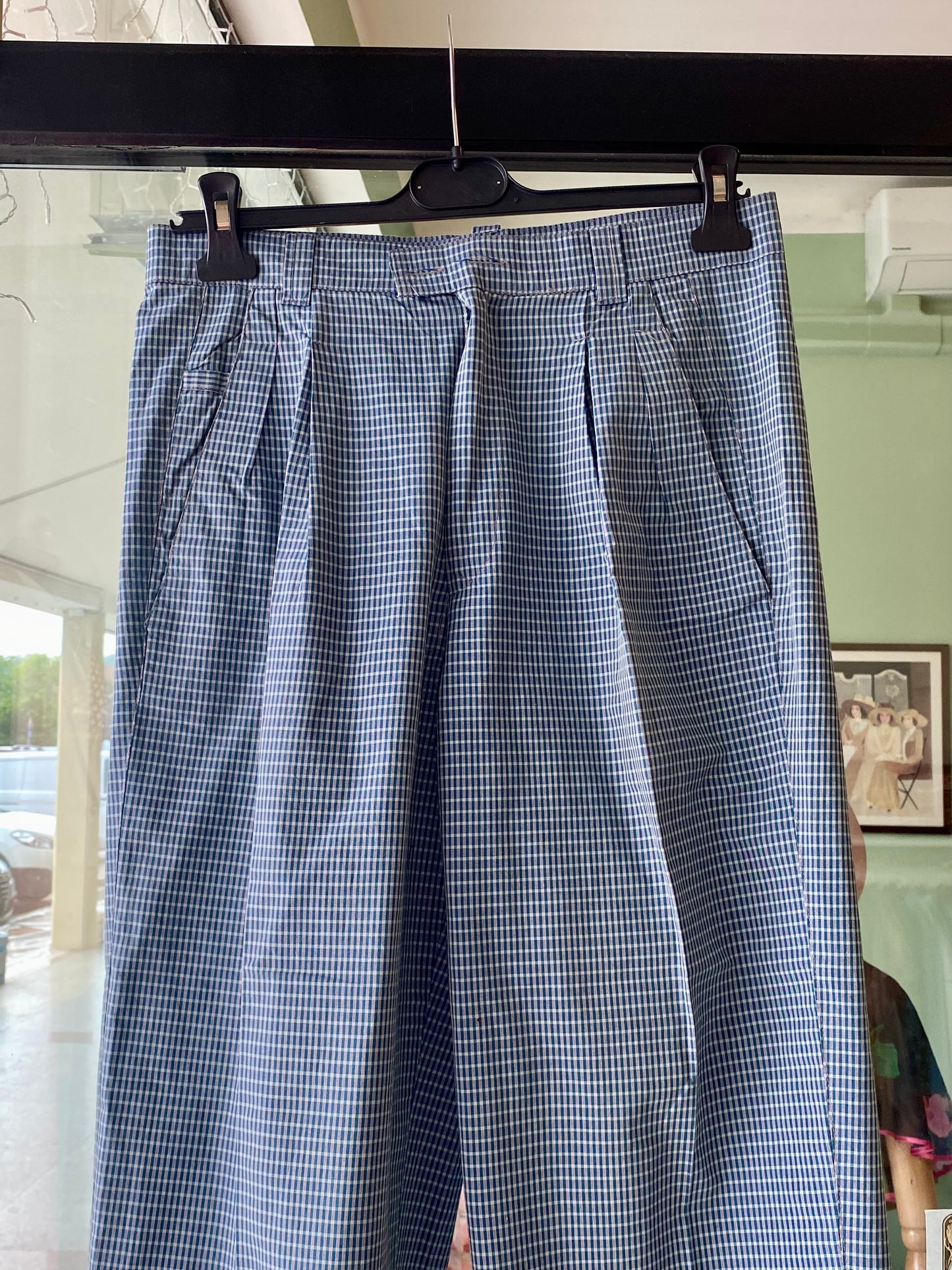 Pantaloni micro fantasia azzurri - TG. 42