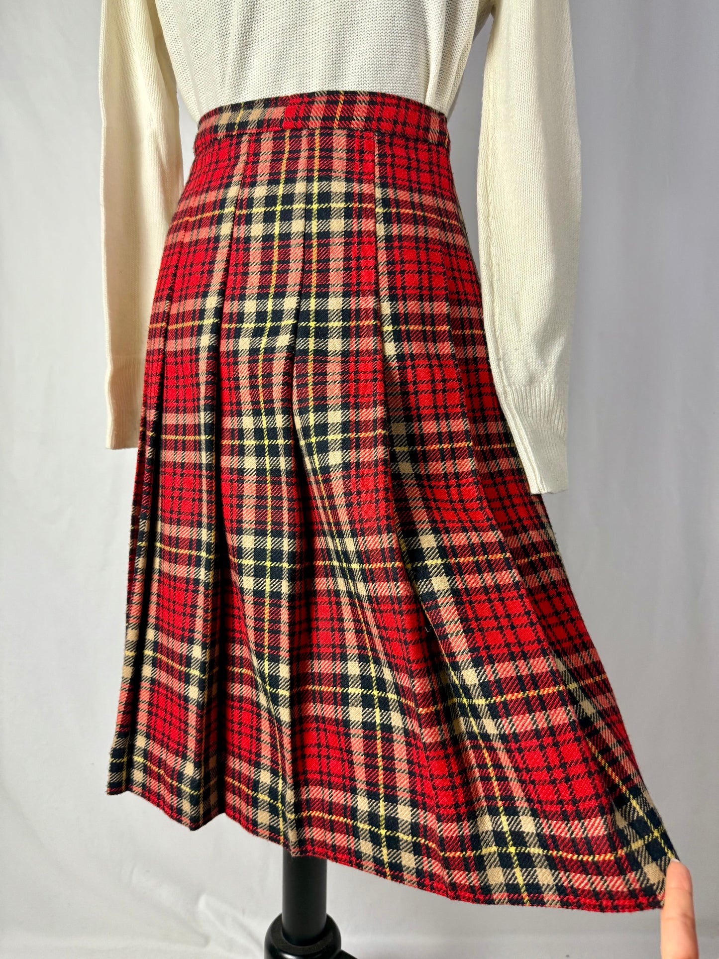Gonna tartan in pura lana con spilla - TG. 40
