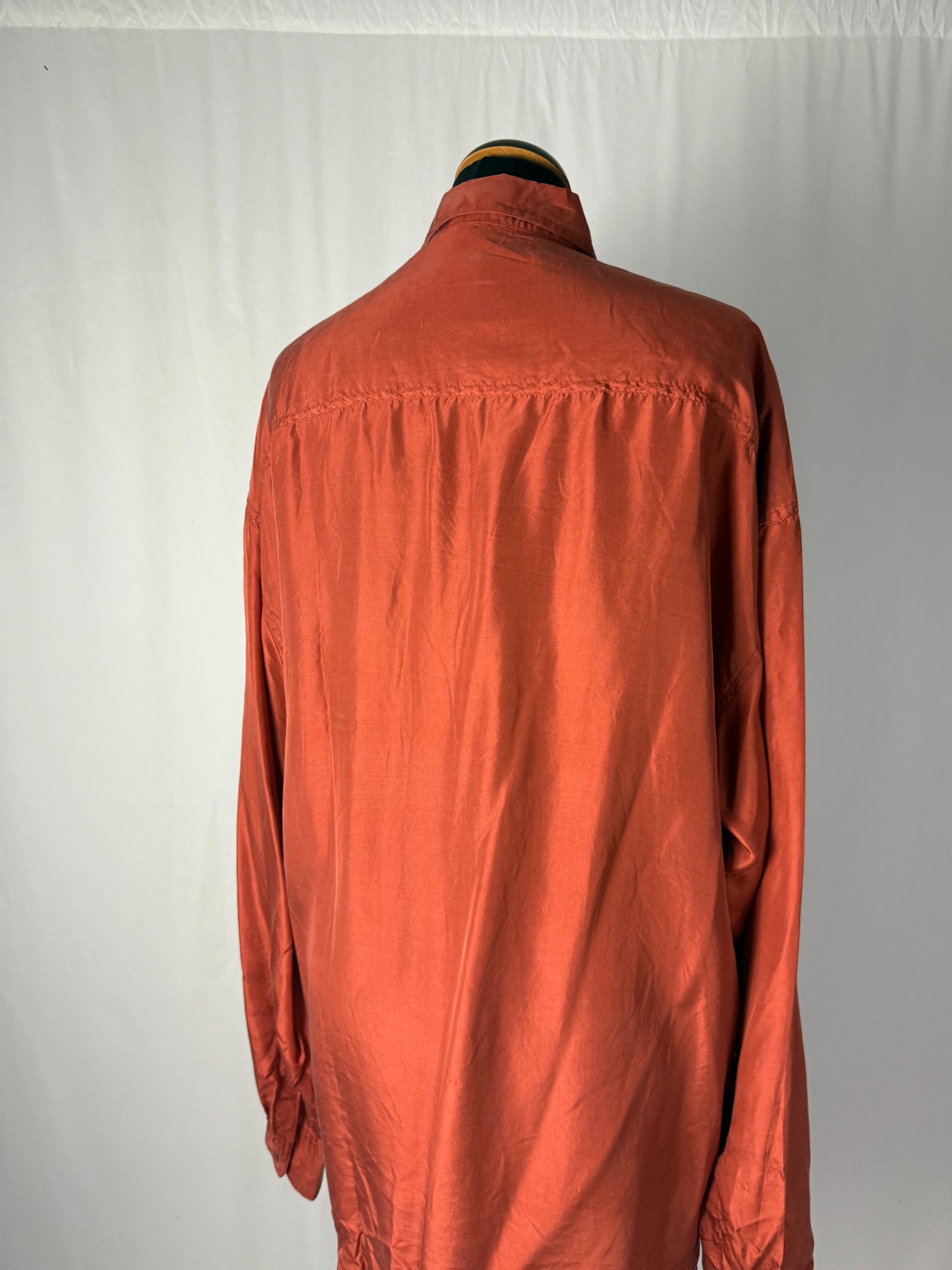 Camicia in pura seta color ruggine - TG. 50/52