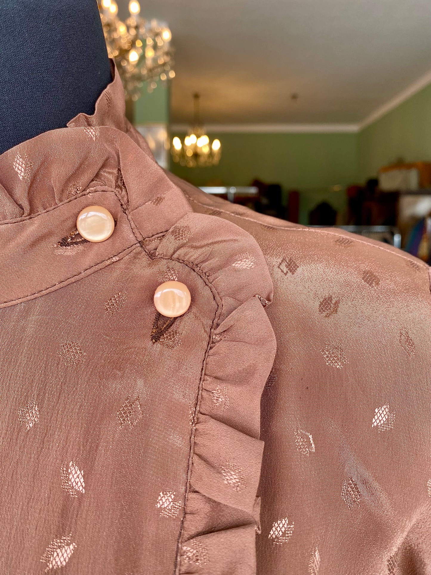 Abito in pura seta color cacao con dettagli rétro - TG. 42/44