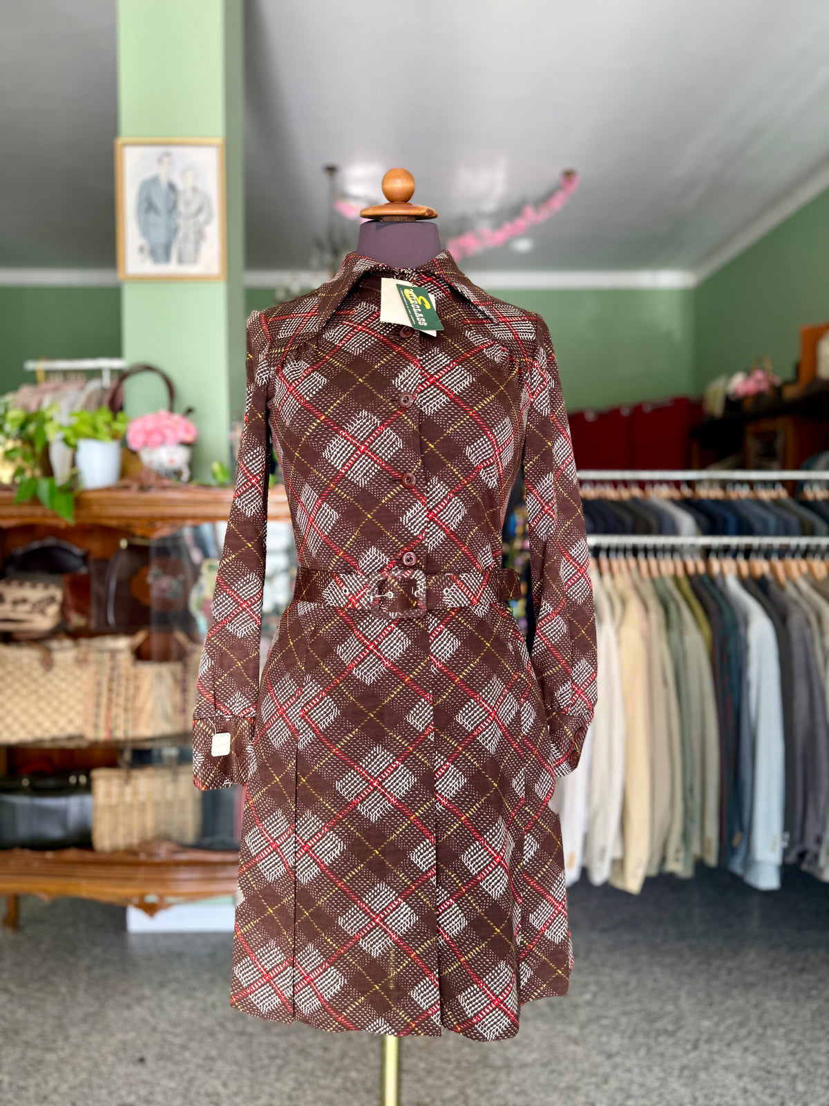 Abito anni ‘70 tartan fondo di magazzino - TG. 38