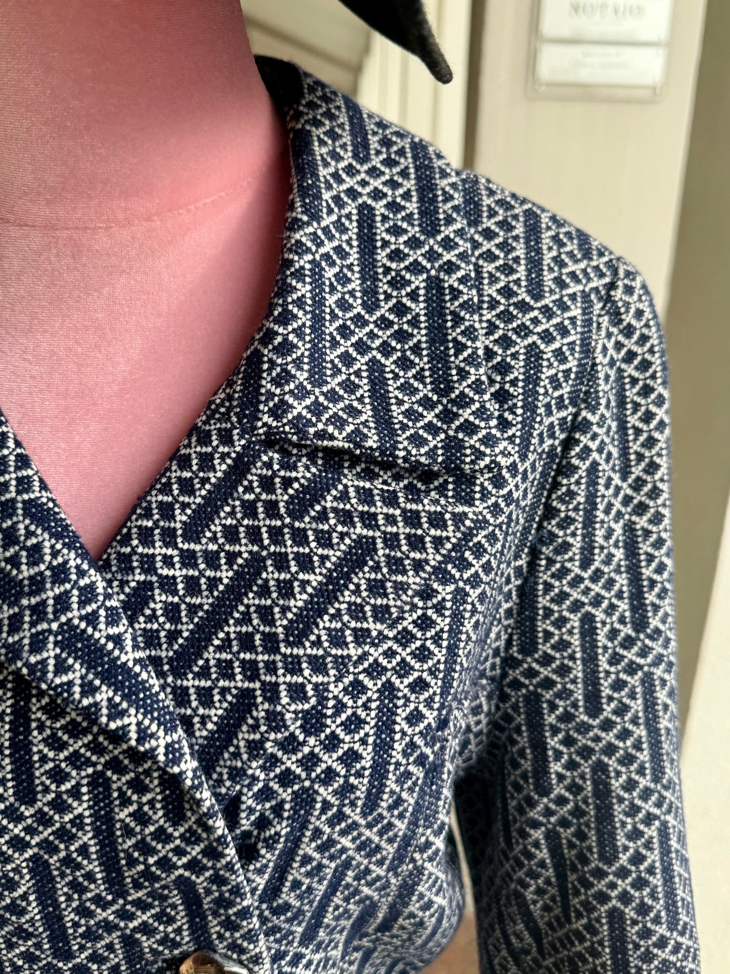 Cappotto anni ‘60 bianco e blu - TG. 48/50