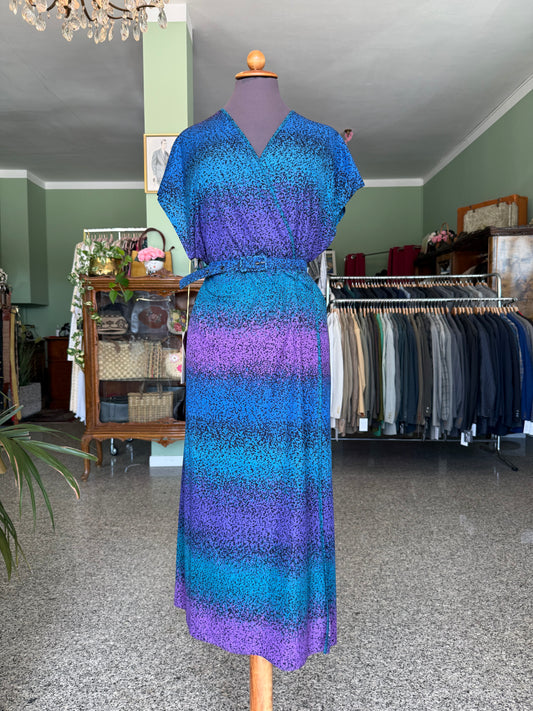 Abito anni ‘70 blu e viola - TG. 50/52