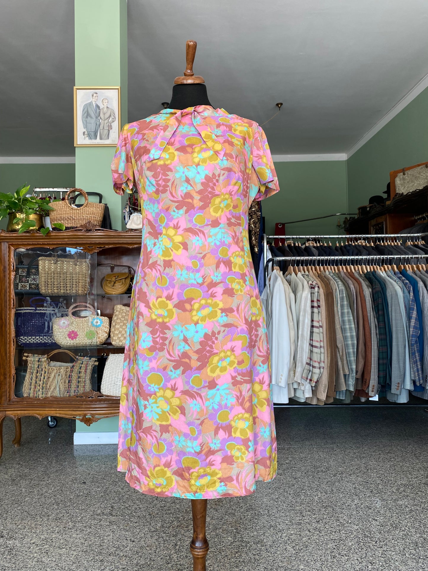 Abito in seta anni ‘60 con stampa iconica - TG. 46