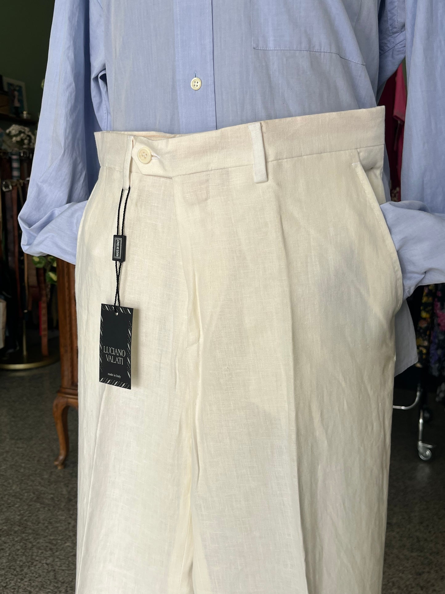 Calzoni anni ‘90 lino off-white NOS tg. 46