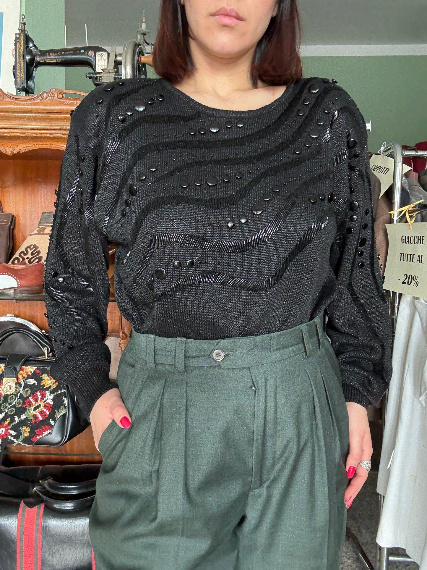 Blusa anni ‘80 con decori - TG. 42