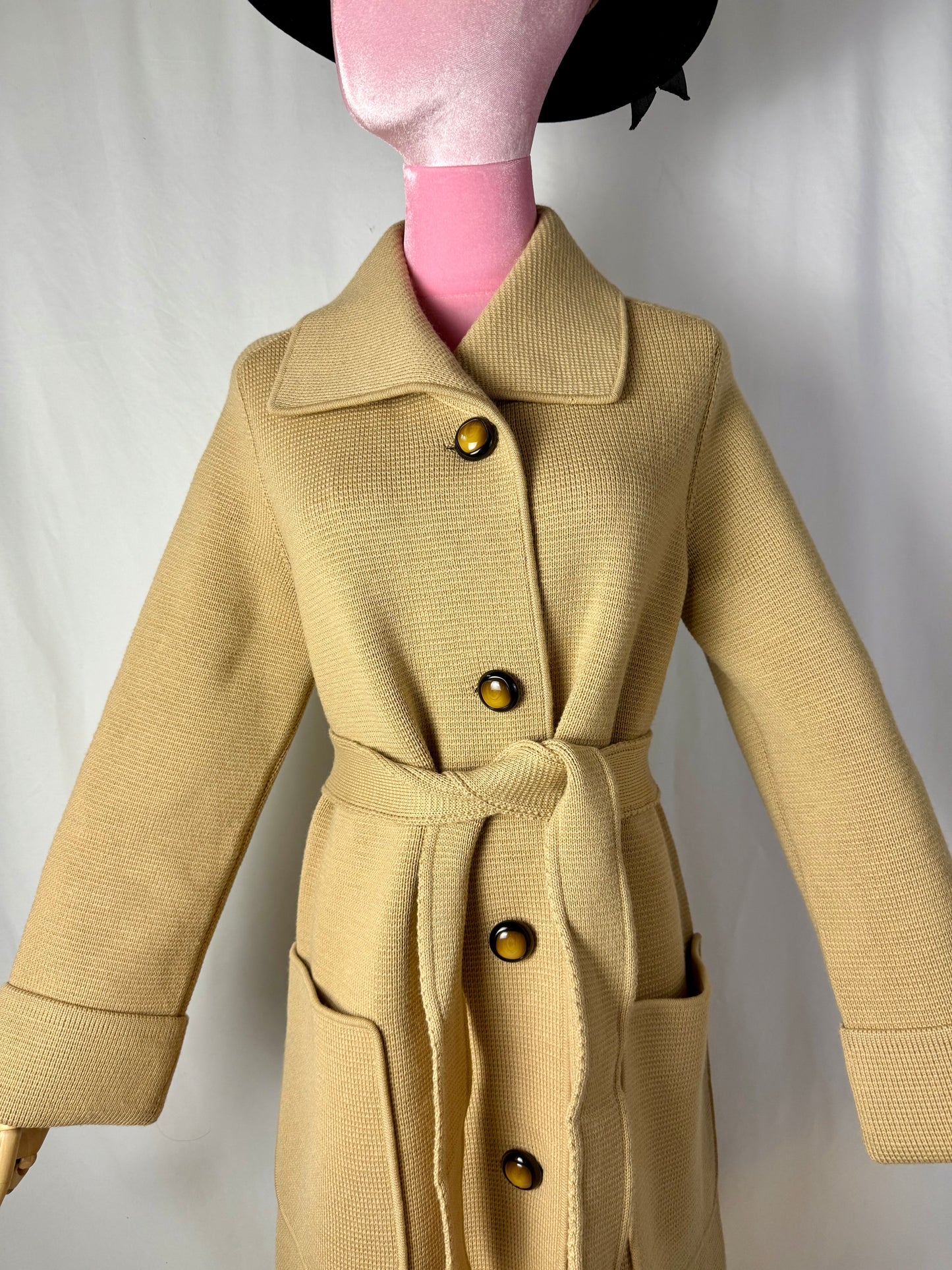 Cappotto in maglia di pura lana con cintura - TG. 42