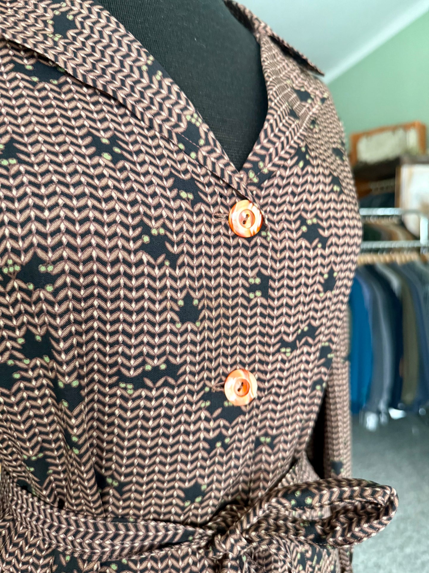 Abito sartoriale anni ’70 in lana leggera con cintura - TG. 46/48