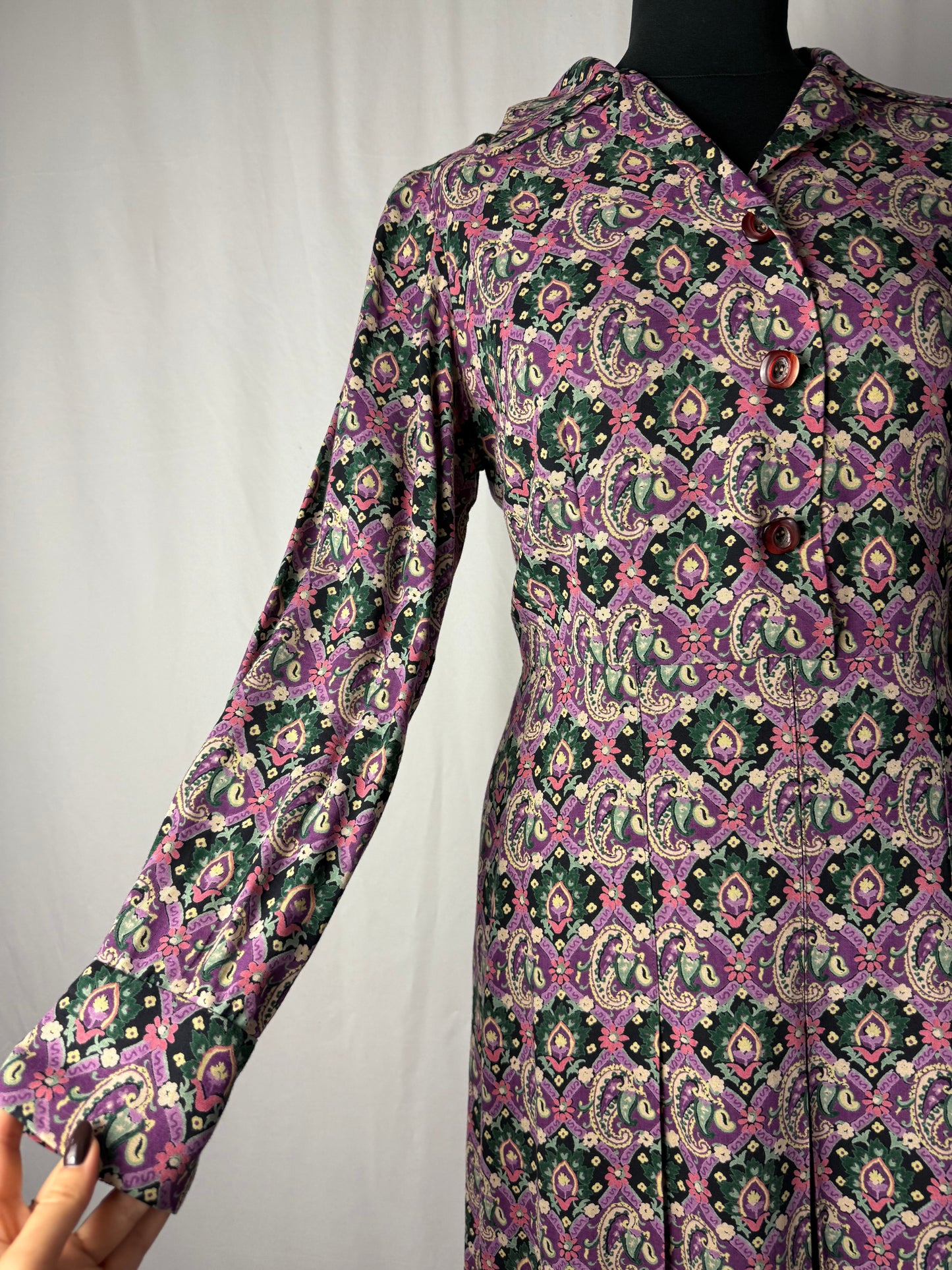Abito anni ‘70 stampa paisley viola - TG. 44