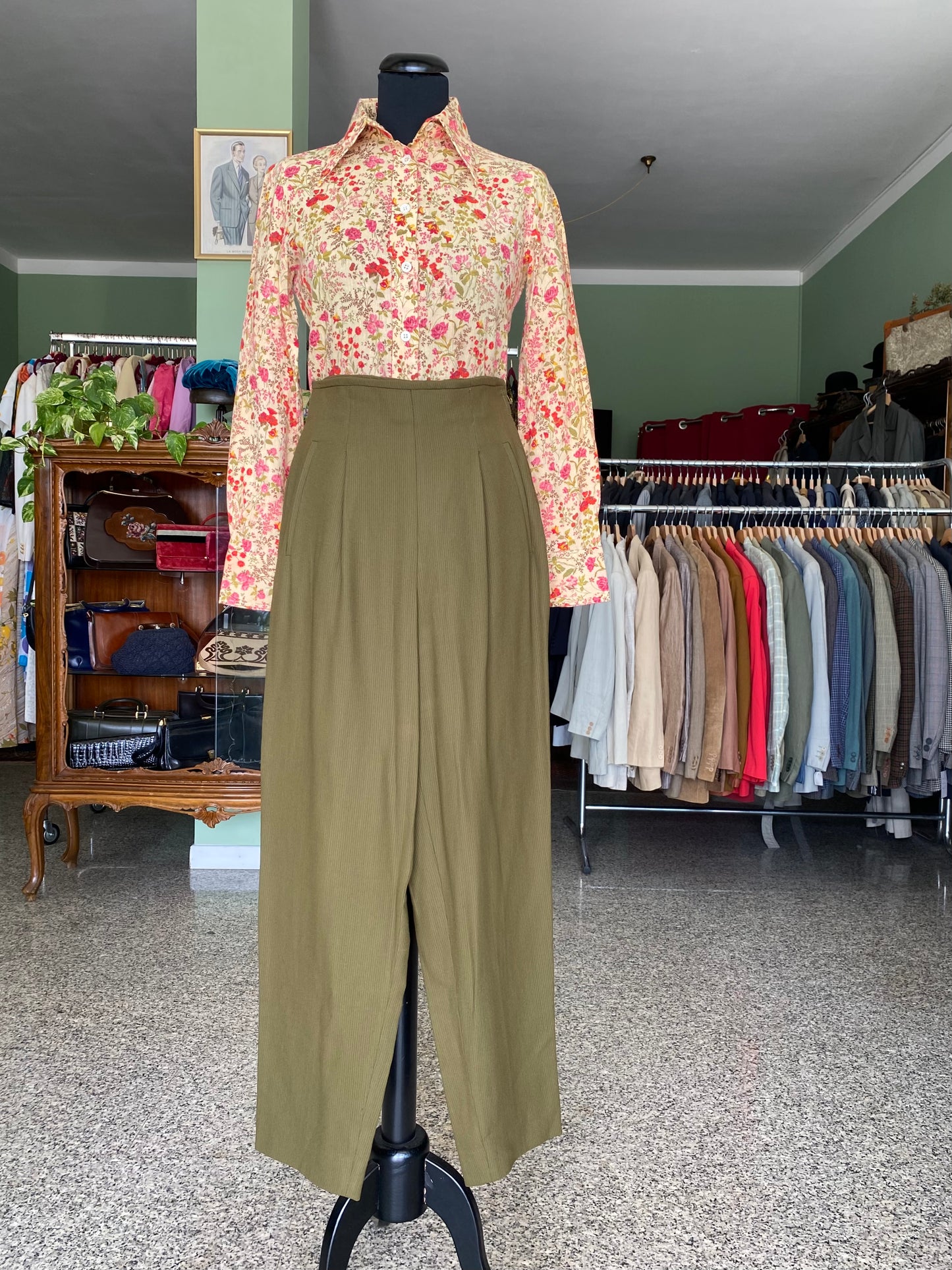 Pantaloni anni ‘80 cachi - TG. 38