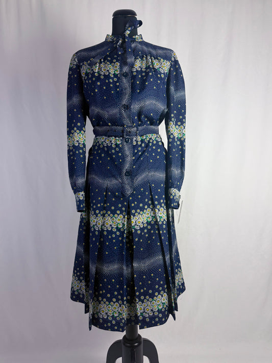 Abito anni ‘70 blu con margherite - TG. 42/44