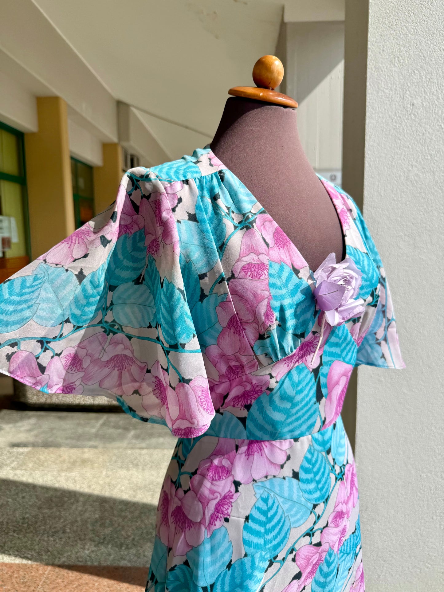 Maxi dress anni ‘70 stampa floreale - TG. 40