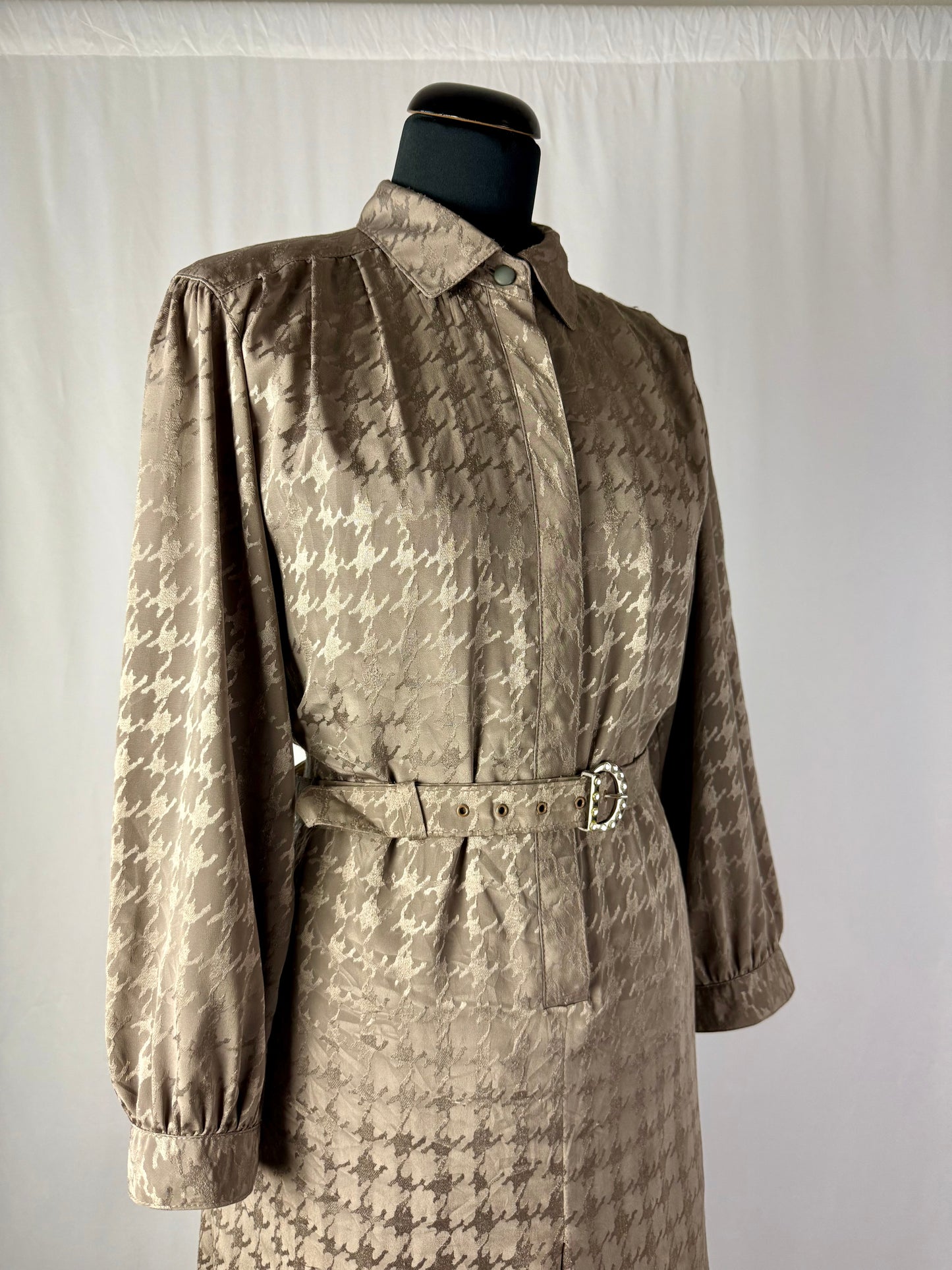 Abito anni ‘80 in raso jacquard pied de poule – TG. 46/48