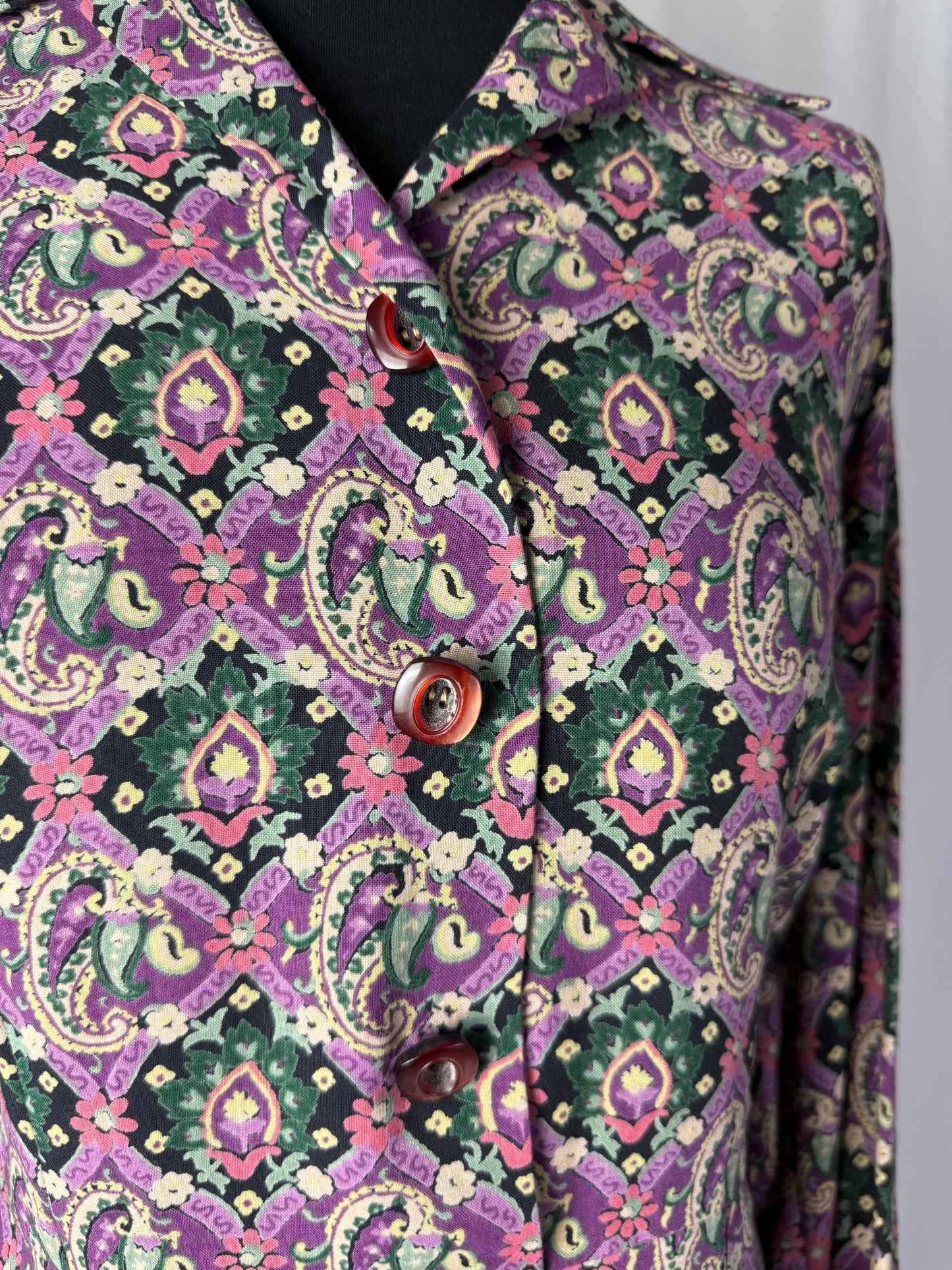 Abito anni ‘70 stampa paisley viola - TG. 44