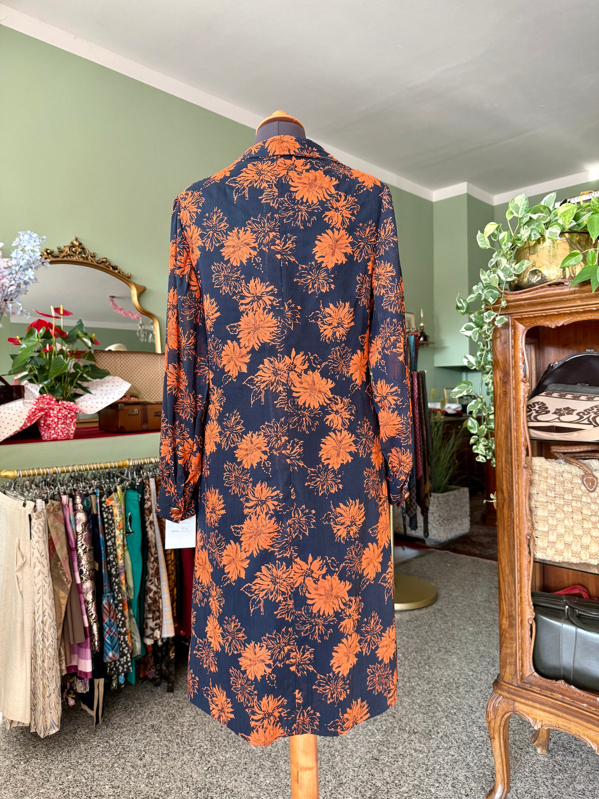 Abito sartoriale anni ‘70 blu e arancio - TG. 42