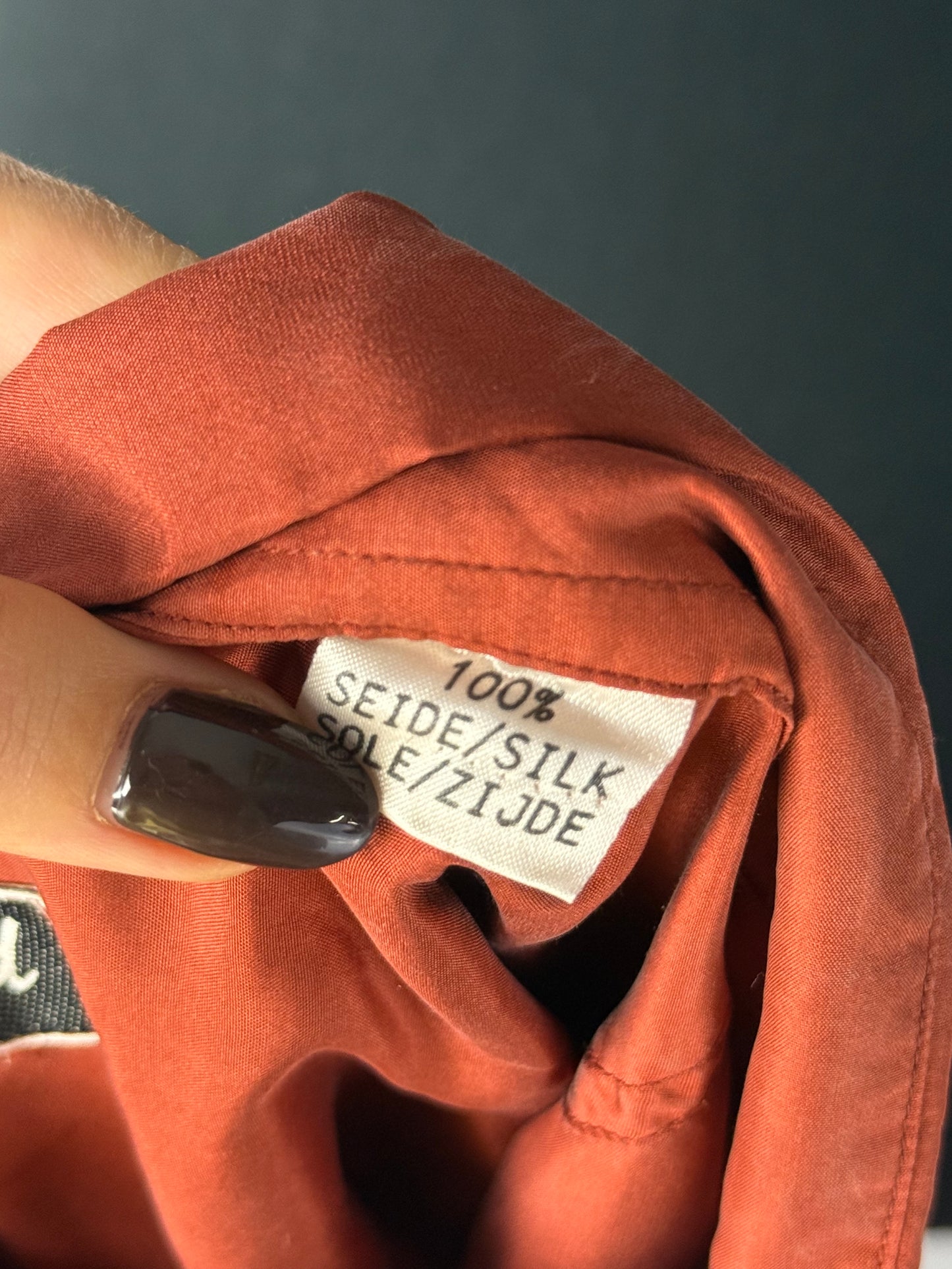 Camicia in pura seta color ruggine - TG. 50/52