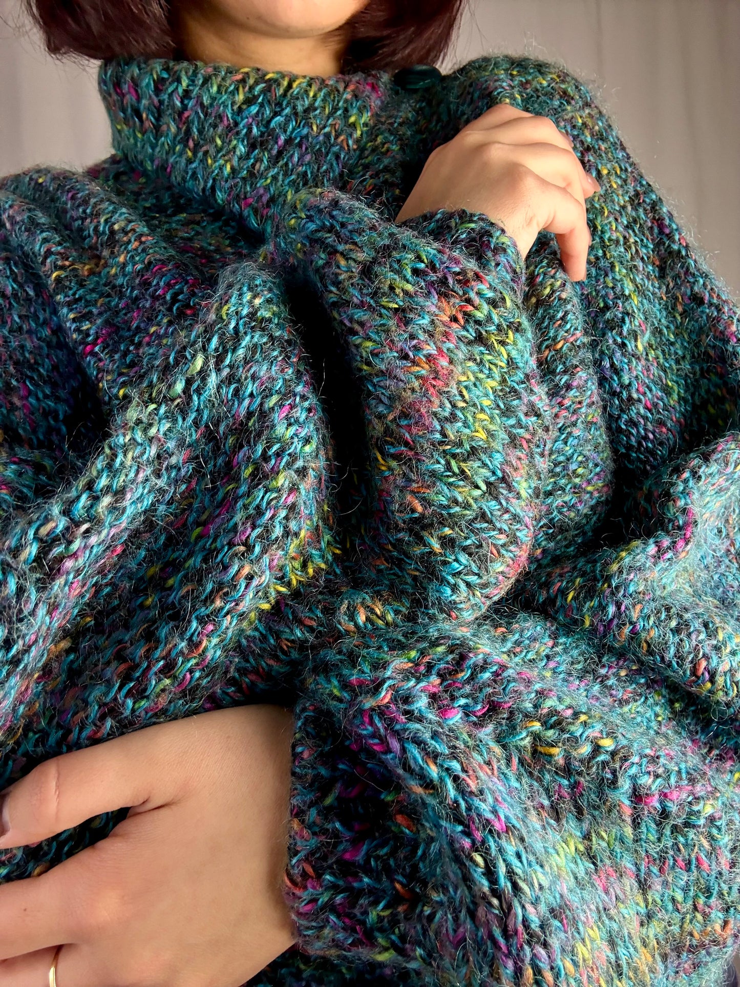 Maglione anni ‘80 mélange con collo strutturato - TG. 40-46