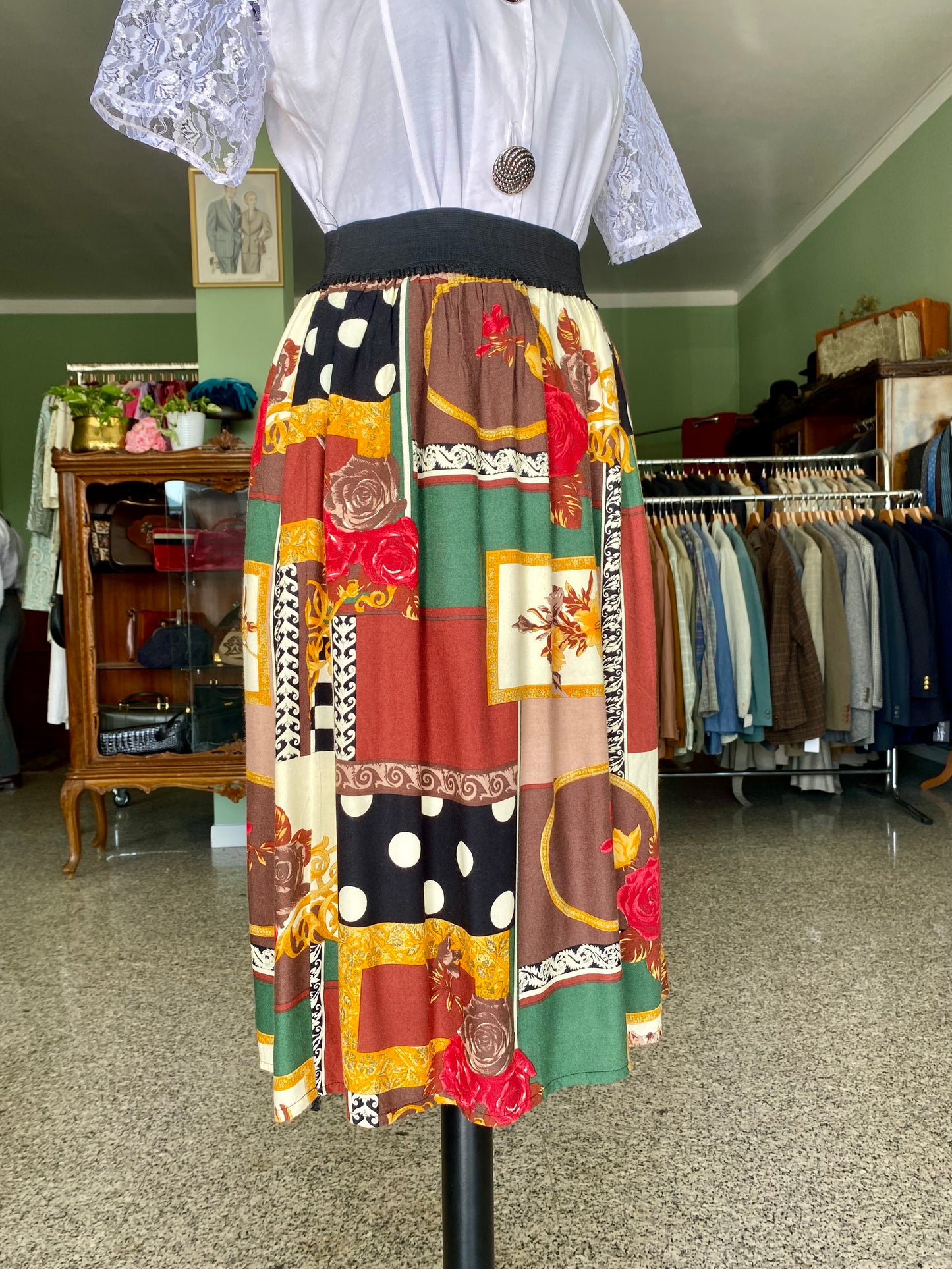 Gonna anni ‘80 stile patchwork - TG. 40/42/44 - vita elastica