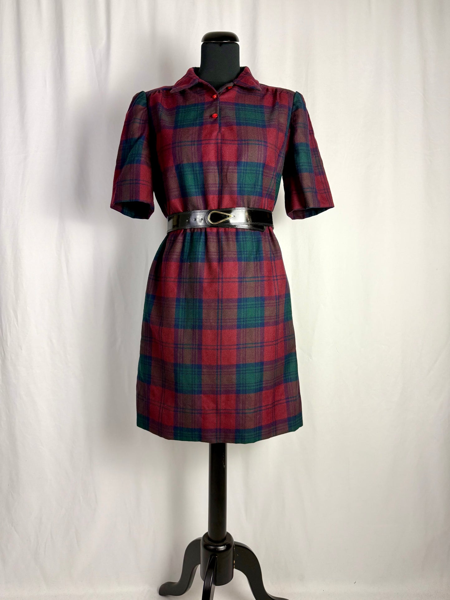 Abito anni ‘80 in lana tartan - TG. 44