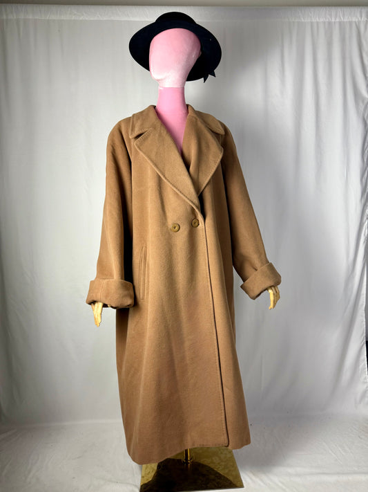 Cappotto anni ‘80 color cammello lana e angora - TG. 58/60