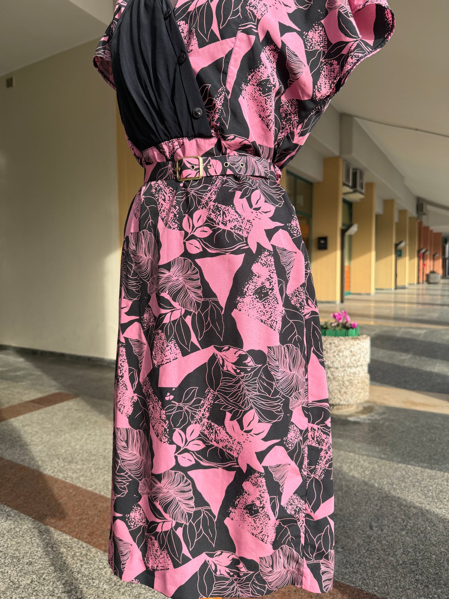 Abito anni ‘80 rosa e nero - TG. 42/44