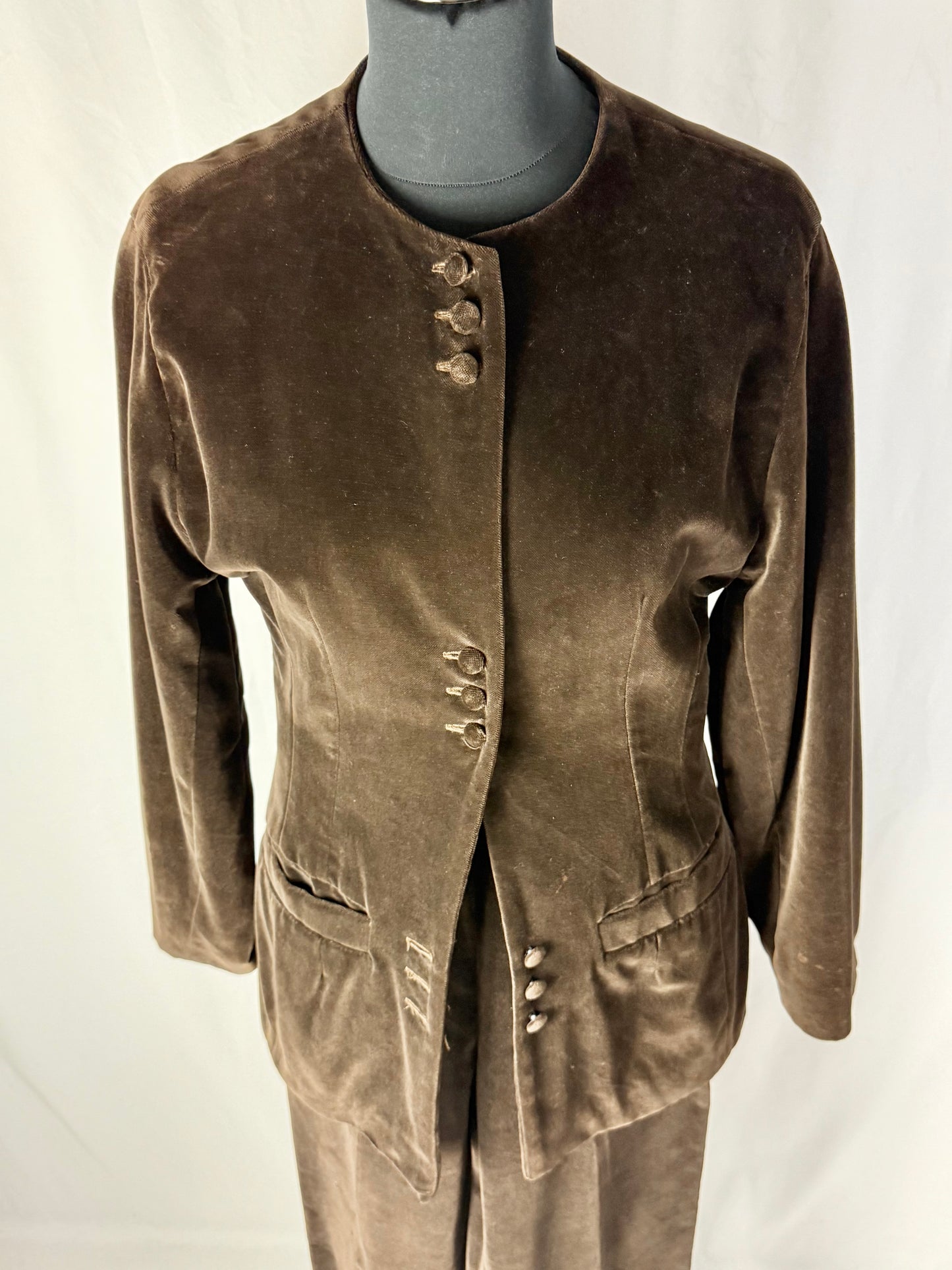 Completo in velluto di cotone marrone fondente - TG. 38