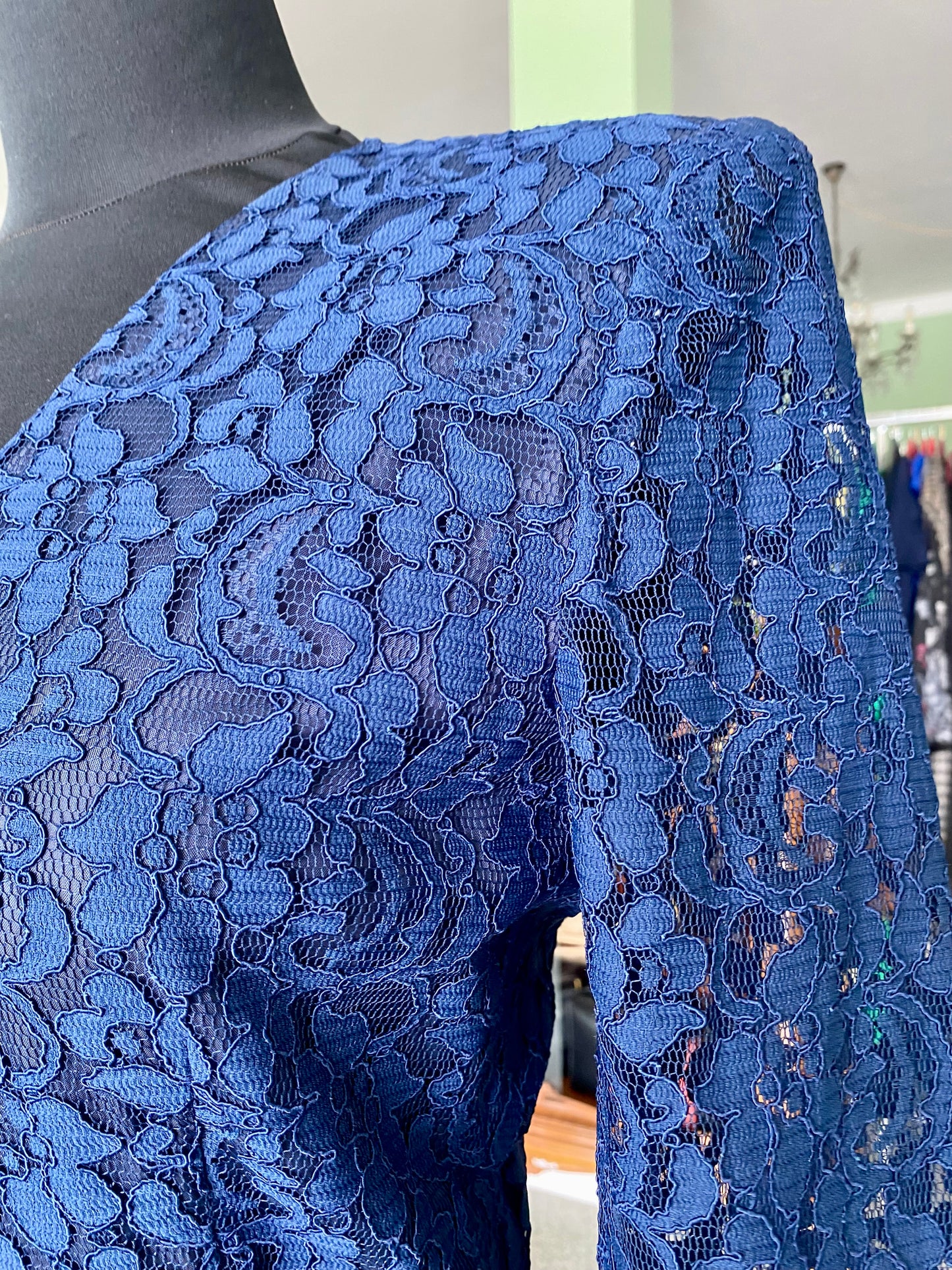 Abito blu con corpino in pizzo - TG. 40