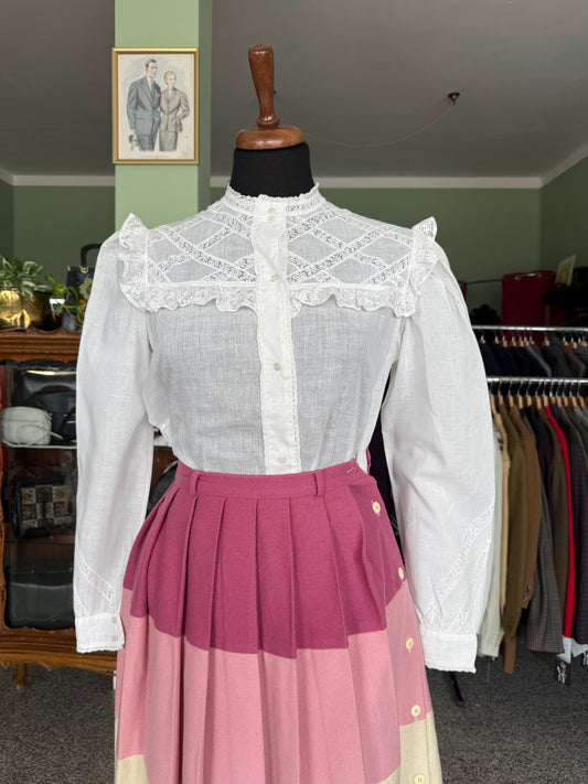 Camicia anni ‘40/‘50 in mussola di cotone e pizzo - TG. 40/42