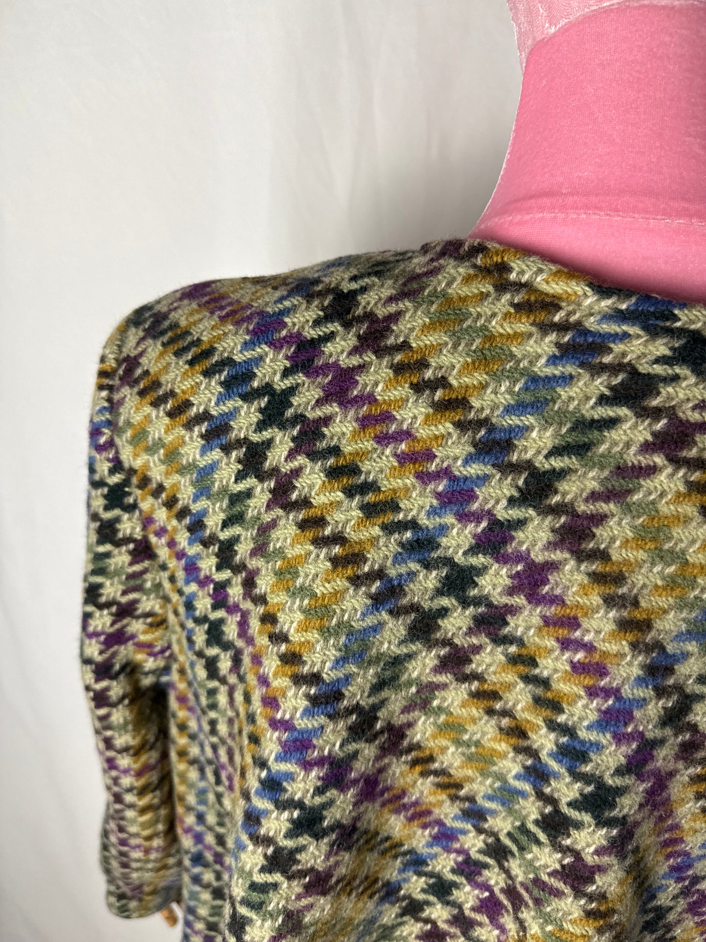 Cappotto anni ’80 in lana fantasia pied-de-poule multicolore - TG. 42/44