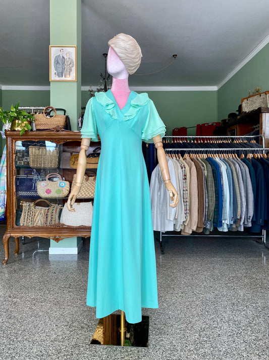 Maxi dress anni ’70 verde acqua - TG. 40