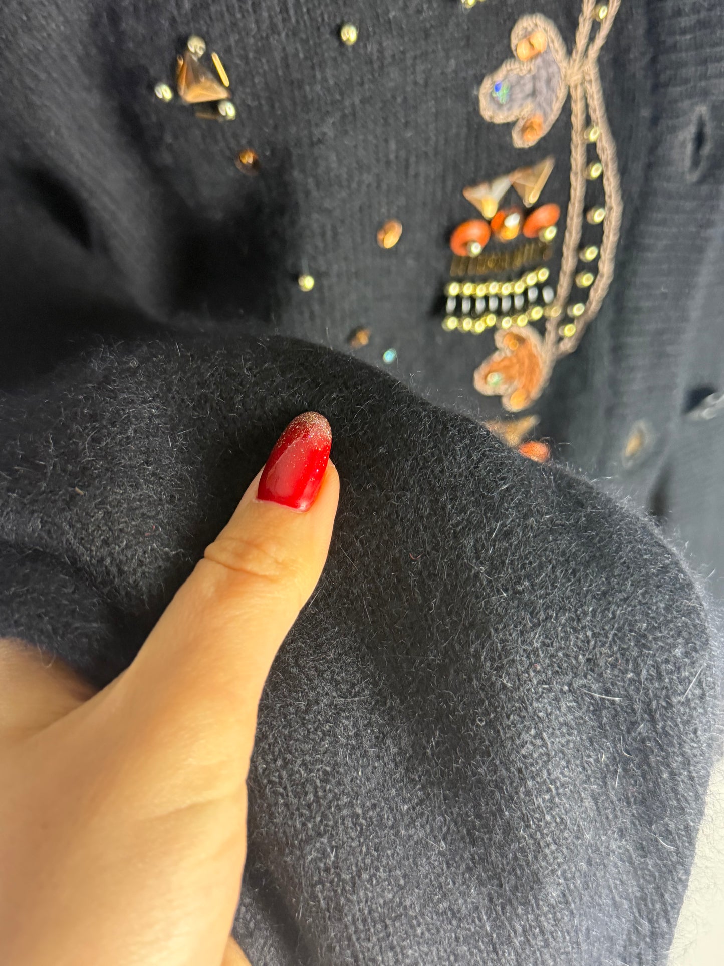 Cardigan in angora con ricami gioiello - TG. 42/44