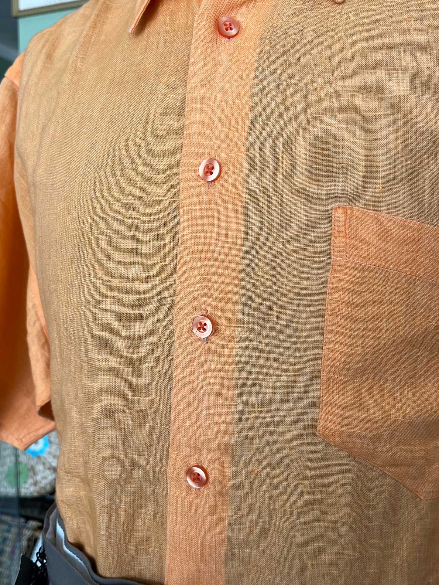 Camicia a maniche corte lino L-XL