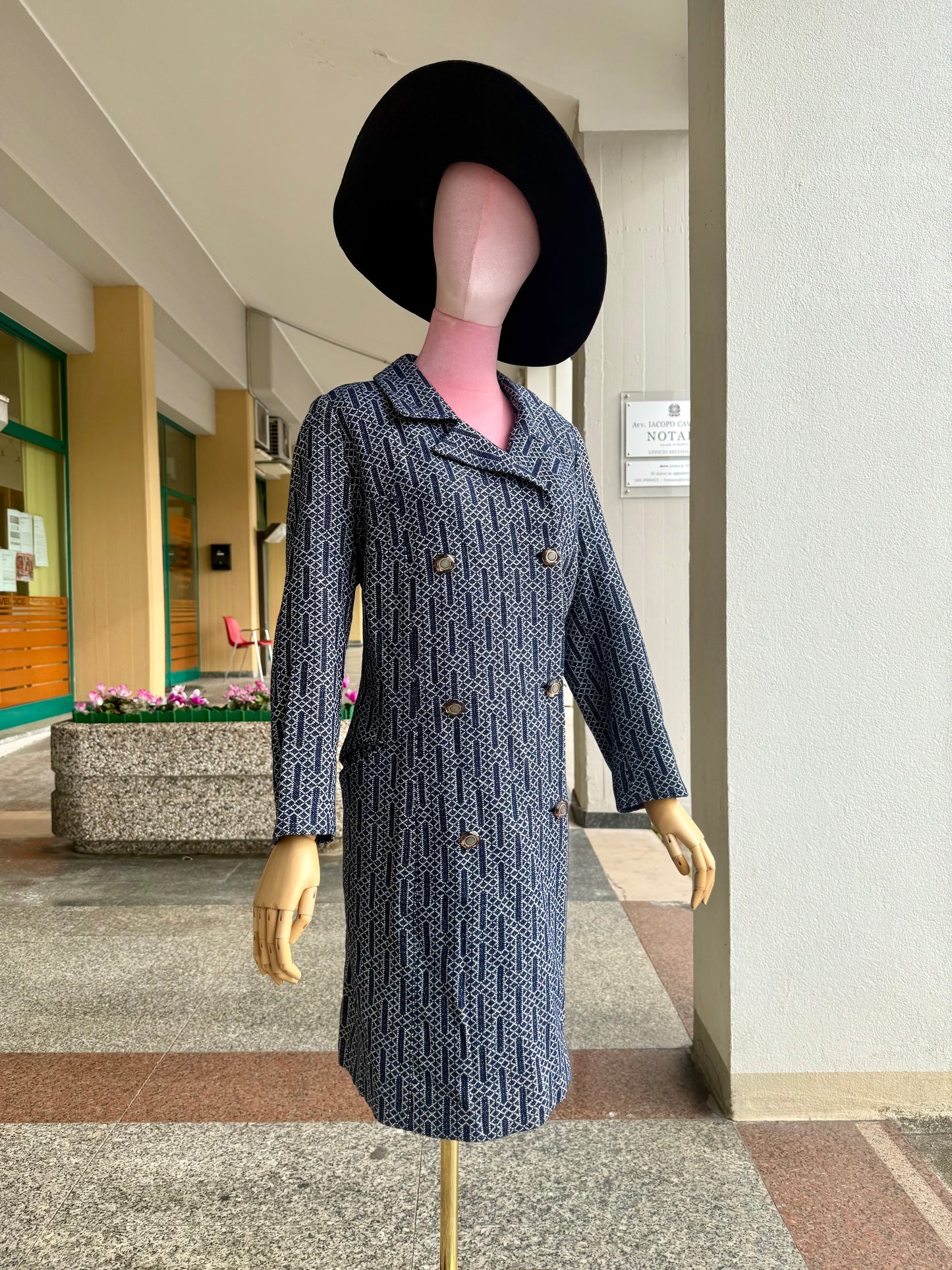 Cappotto anni ‘60 bianco e blu - TG. 48/50