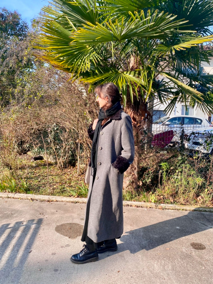 Cappotto lungo grigio in lana - TG. 42/44