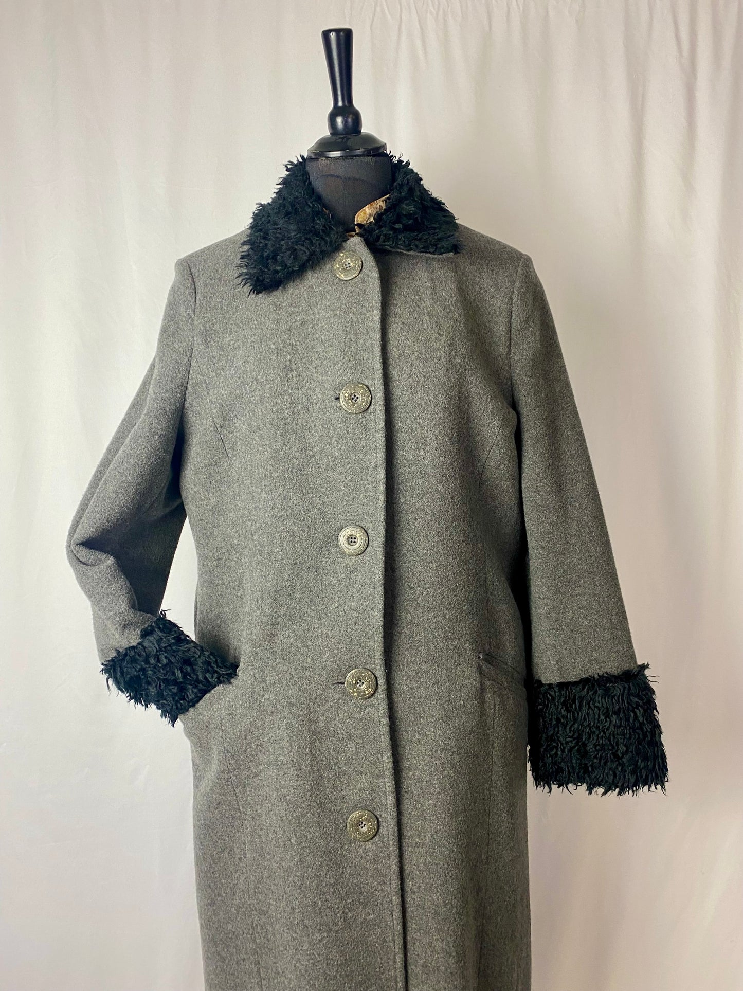 Cappotto lungo grigio in lana - TG. 42/44