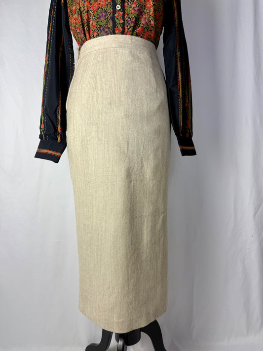 Gonna longuette beige in lana - TG. 38