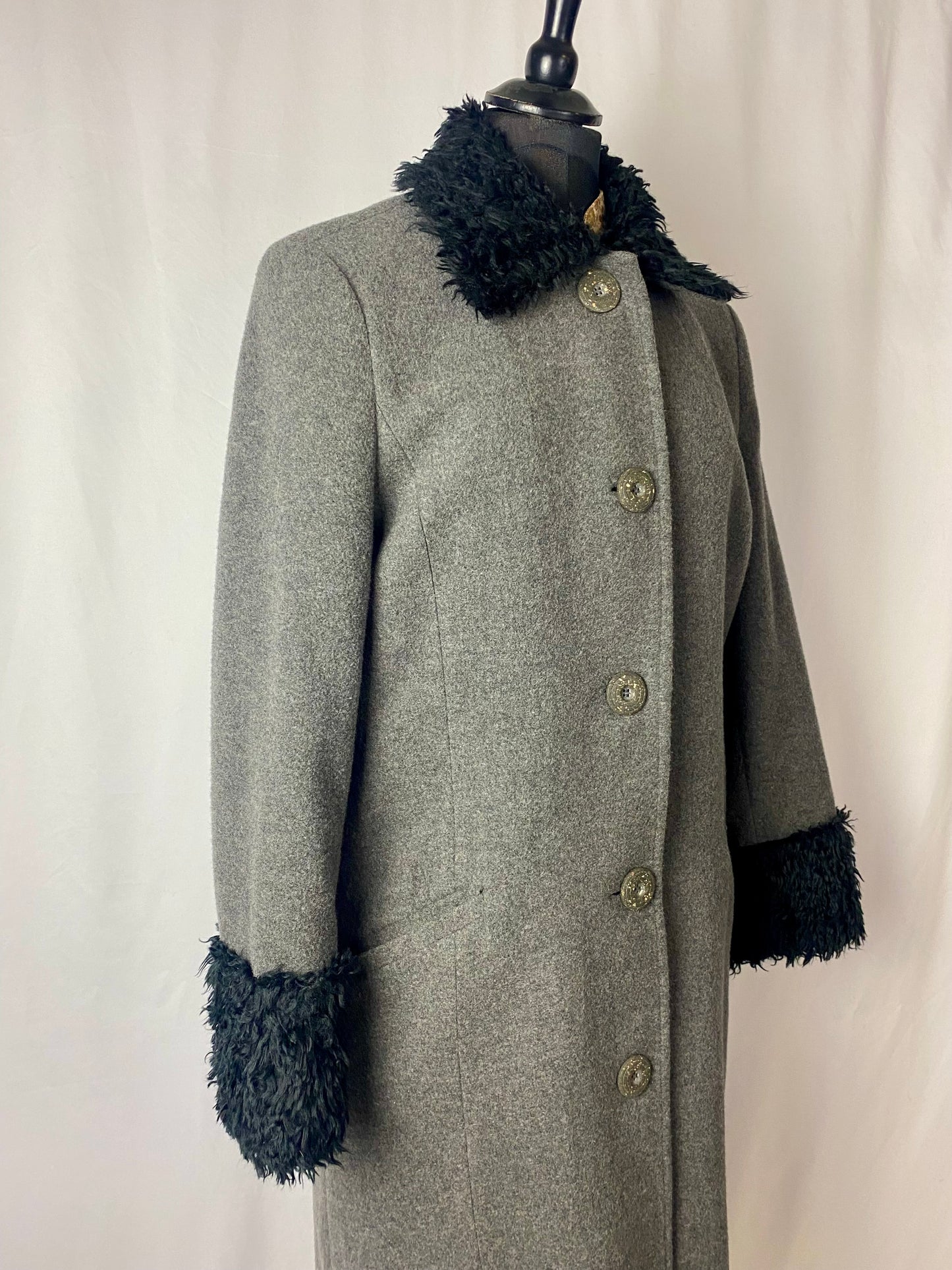Cappotto lungo grigio in lana - TG. 42/44