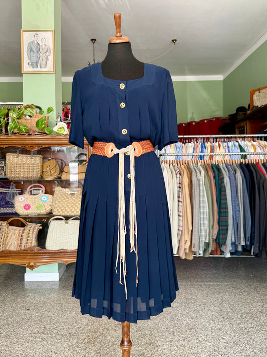 Abito blu classico plissettato - TG. 46