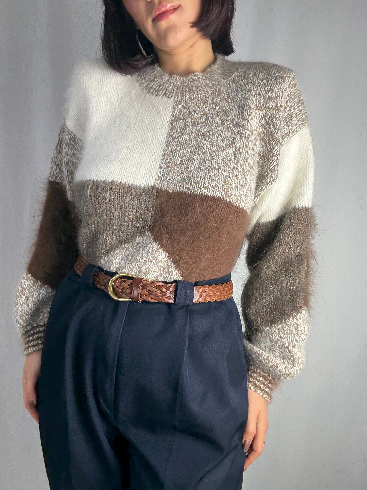 Maglione anni ‘80 patchwork in mohair - TG. 42 circa