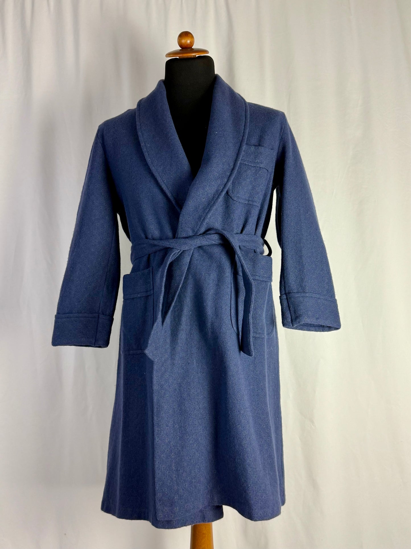 Vestaglia di lana blu con micro fantasia TG. S