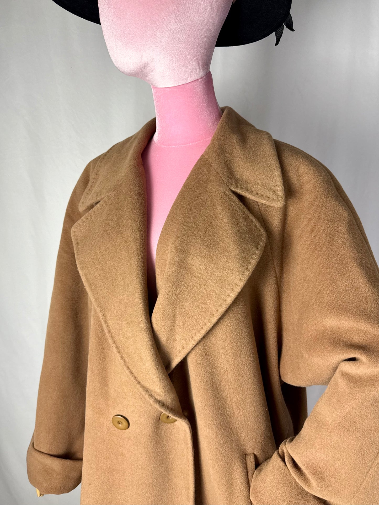 Cappotto anni ‘80 color cammello lana e angora - TG. 58/60