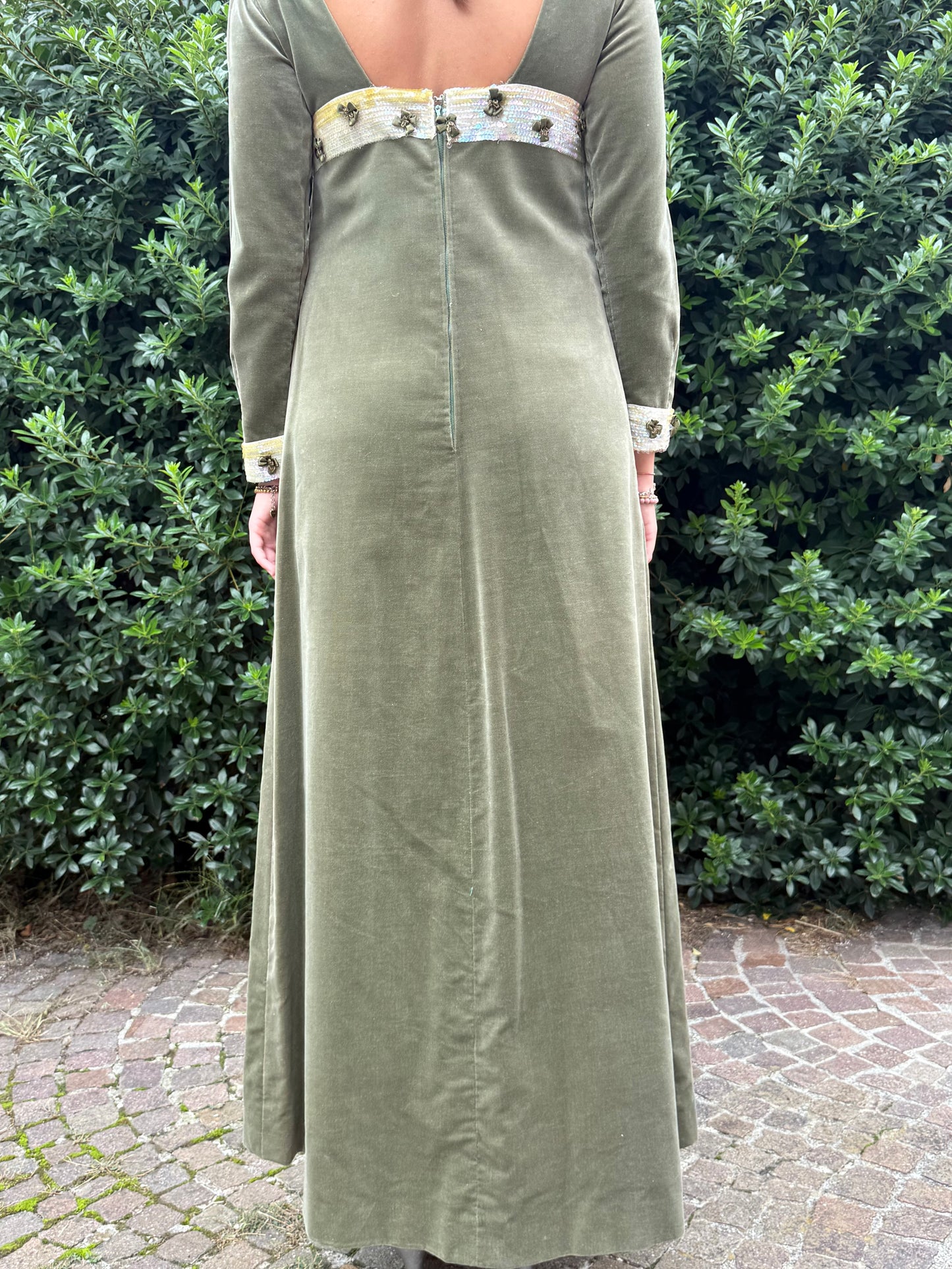Maxi dress anni ‘70 in velluto - stile Regency - TG. 38/40