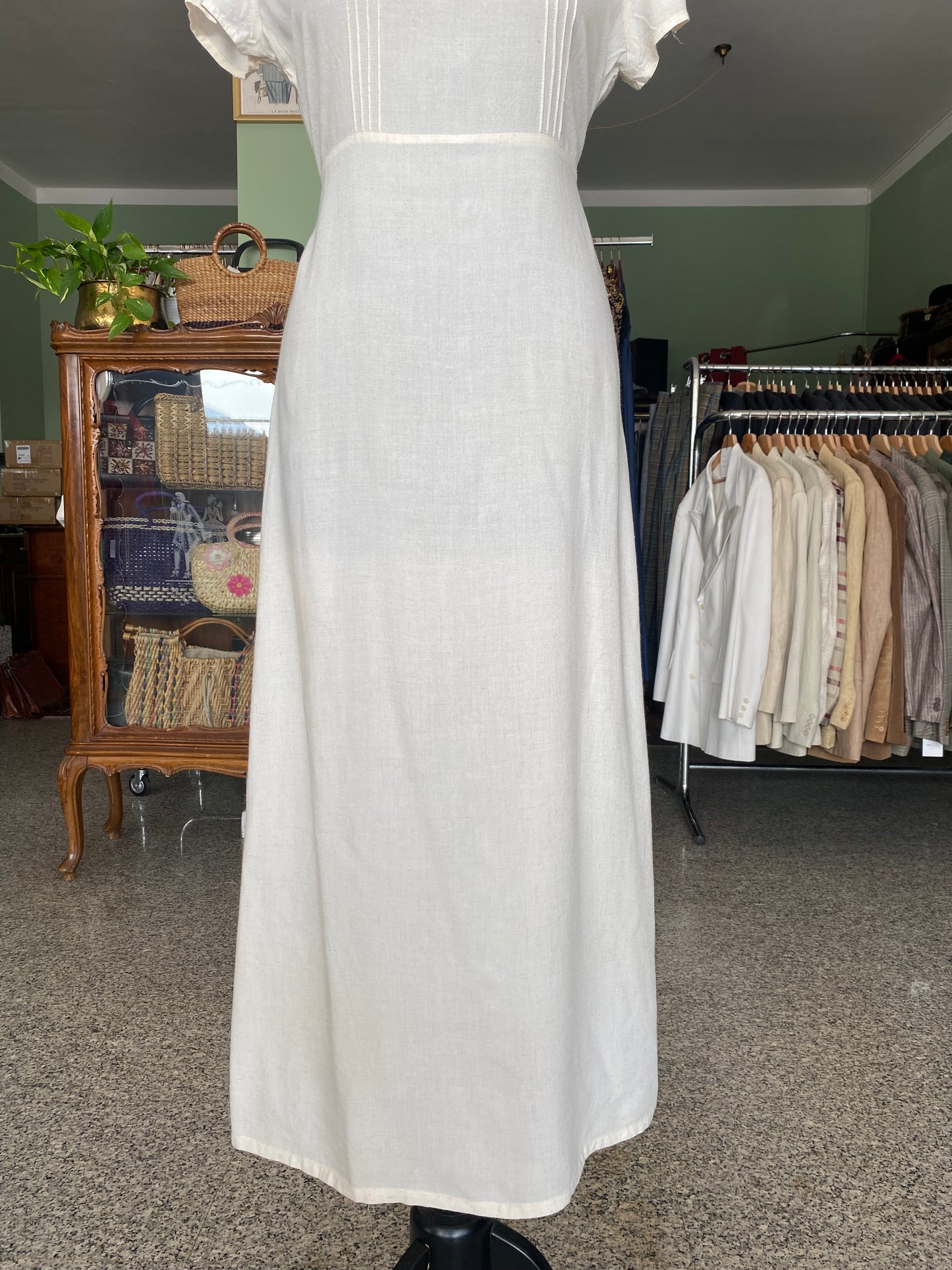 Abito color burro in lino misto cotone - TG. 40/42