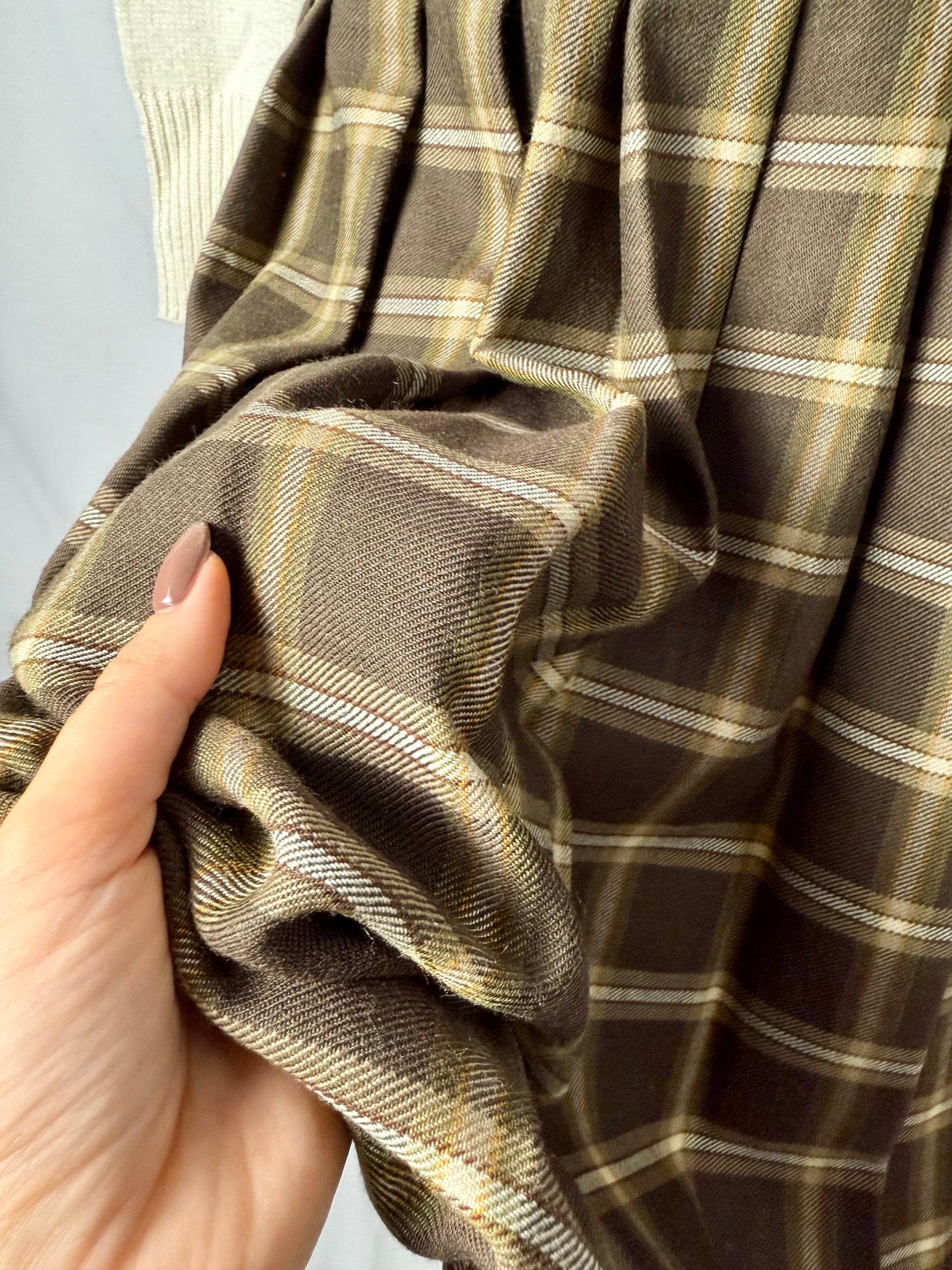 Gonna tartan in pura lana quadri marroni - TG. 46