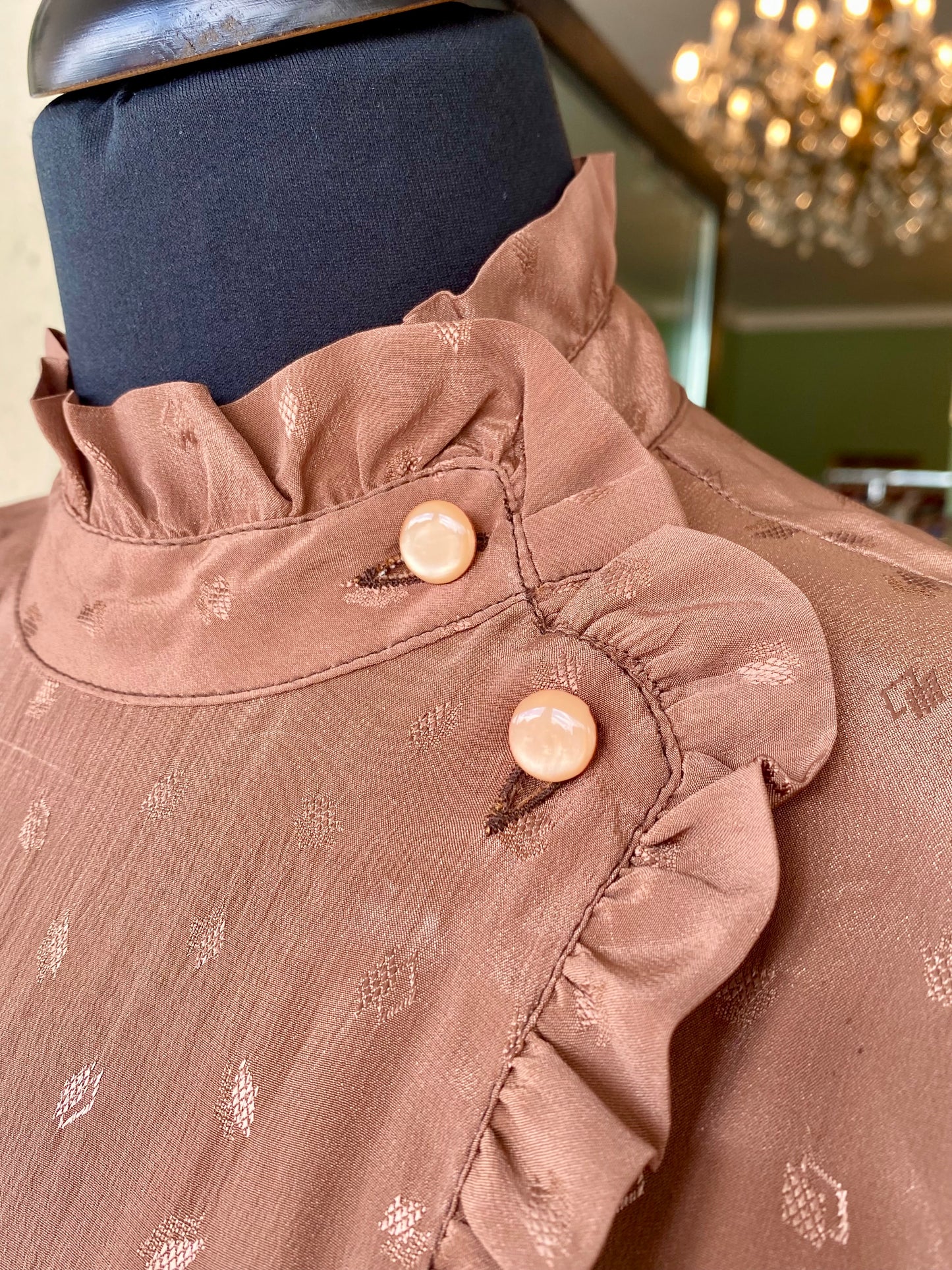 Abito in pura seta color cacao con dettagli rétro - TG. 42/44