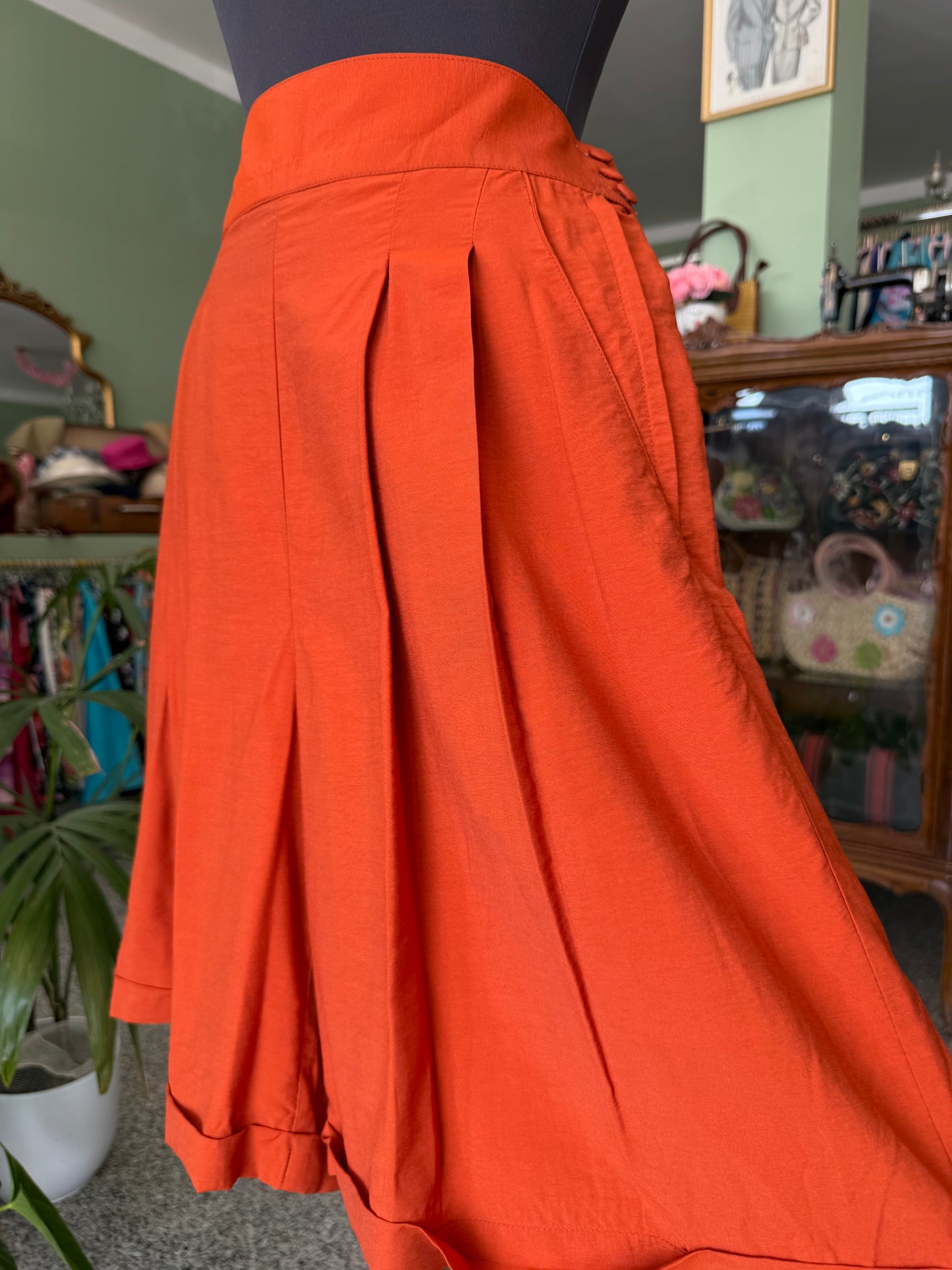 Pantalone corto a vita alta arancione - TG. 42